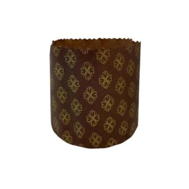 Imagem de Forma Panetone Natal 100g Marrom Decorada com Trevos 10 unidades