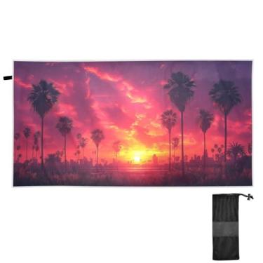 Imagem de Blueangle Toalha de praia de palmeiras do pôr do sol - Toalhas de viagem compactas e leves - Toalha de secagem rápida super absorvente para natação, acampamento e férias (138)