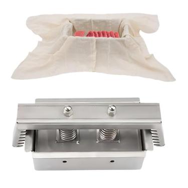 Imagem de Prensa manual de tofu em aço inoxidável, ferramenta para prensar carne, prensa de queijo comercial com pano de filtro, máquina de tofu caseira extra firme, prensa para paneer e presunto.