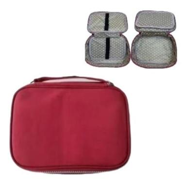 Imagem de Touca de Natação Impermeável，Toca de Natação Adulto，Estojo De Lápis Escolar Juvenil Box Jumbo Nylon Táctico Grande com Divisória(Vinho（Bolinhas）)