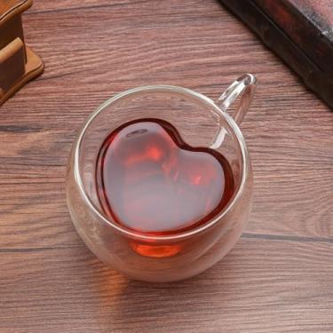 Imagem de Xícara de Vidro Dupla Parede com Formato de Coração, Transparente, 260ml, Ideal para Bebidas Quentes, Moderna, Reutilizável - Premium MBB Shop Mix