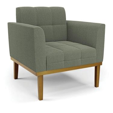 Imagem de Poltrona Sala Base Madeira Fixa Castanho Elisa Bouclê Menta D03 - D'rossi