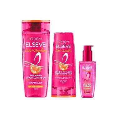 Imagem de Kit Elseve Liso Dos Sonhos Shampoo 400Ml+ Cond 200Ml+ Serum