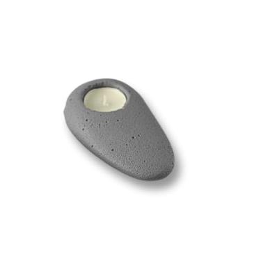 Imagem de Castiçal de Concreto com Suporte Lateral para Vela Decoração Moderna e Elegante (Cinza)