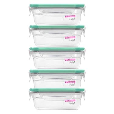 Imagem de Kit 5 Potes Hermeticos 330ml com travas Transparente Sanremo Verde