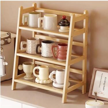 Imagem de Organizador de estação de café com aparência de placa laminada acrílica de 3 camadas, organizador de bancada, armazenamento matcha, prateleira de exibição de copos, rack de armazenamento de