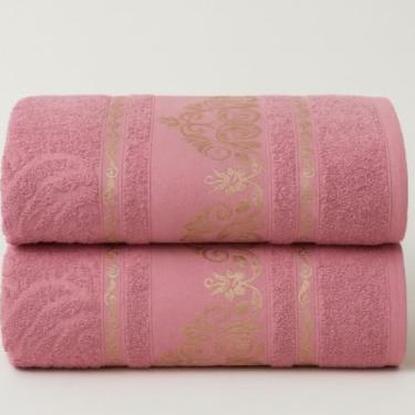 Imagem de Jogo de Toalha de Banho Conjunto de Duas PeçAs 100% AlgodãO Puro Excelente AbsorçãO de áGua Adequado para uso No Banheiro em Viagens Na NataçãO ou Na Academia(Kit 2Toalhas–Rosé)