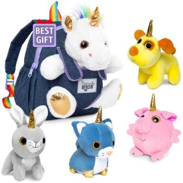 Imagem de Mochila Naturally KIDS Toddler Unicorn com brinquedos de pelúcia