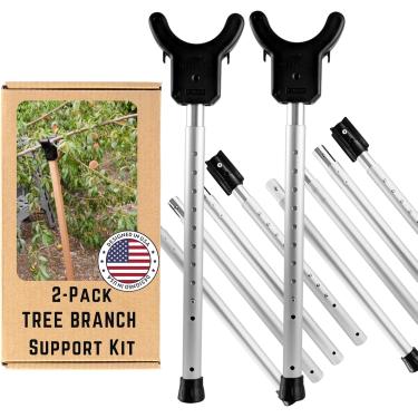 Imagem de Kalinar Poste de suporte de árvore de alumínio ajustável com muleta de galho – evita a quebra de galhos de árvores frutíferas – comporta até 45 kg – Ajusta-se para 40,6 cm a 188 cm para árvores