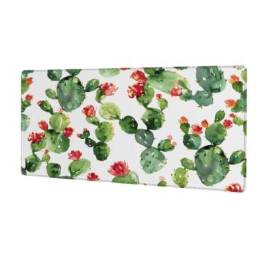 Imagem de Tapete de rato grande com flor de cacto, à prova d'água, tapete protetor de mesa estendido para computador, base de borracha antiderrapante para escritório, computador, teclado, laptop e mesa de casa