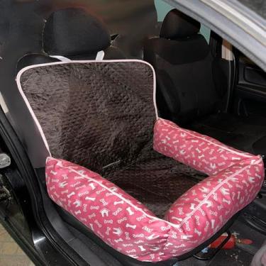Imagem de Cama Pet 2 em 1 com Capa Protetora para Banco Traseiro – Pequeno, Estampado e Impermeável Toddy (Pink)