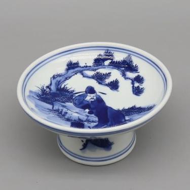 Imagem de FENNYYAR Prato de frutas de cerâmica feito à mão, ornamento de estilo chinês, 13 cm, prato de oferta de santuário budista para sala de estar