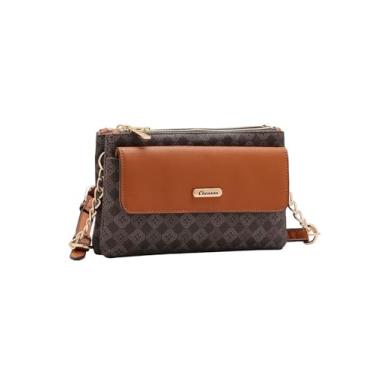 Imagem de Bolsa Feminina Transversal Monograma Geométrico Chenson Original (Café)