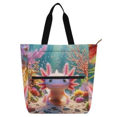 Imagem de GAIGEO Linda bolsa de trabalho feminina Salamandrid Seafloor de lona para escola de praia bolsa carteiro com compartimentos