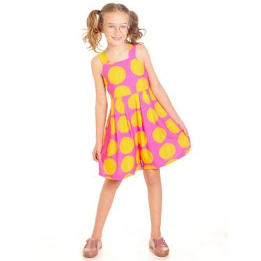 Imagem de Macaquinho Infantil em Viscose Big Poás Rosa Saia de Filó-Feminino