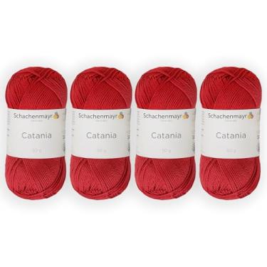 Imagem de 4 novelos/pacote Schachenmayr (SMC) Catania Originals Yarn, cada bola 50 g (125 m), 100% algodão mercerizado para fio de tricô e crochê, peso esportivo, 424 - cereja