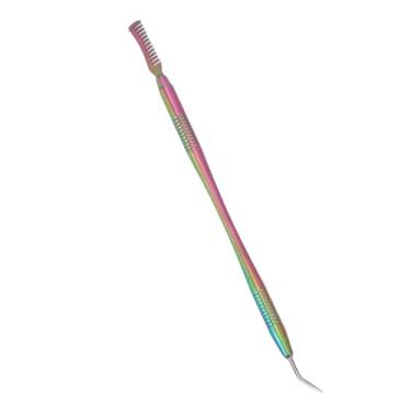 Imagem de Brrnoo 2 Pces de Aço Inoxidável Ferramenta de Elevação Separador de Cílios, Limpador de Escova de Arte do Prego Com Pente, para Extensões de Cílios e Limpeza de Escova de Unhas
