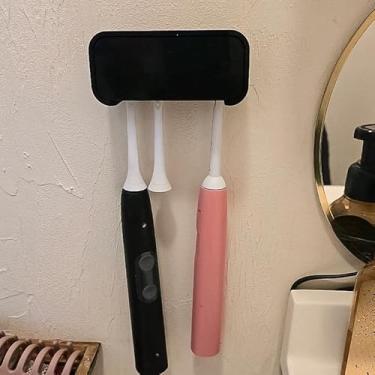 Imagem de Suporte Adesivo de Escova de Dente com Encaixe para Pasta de Dente Parede Banheiro Organizador Anti Derrapante (Preto)