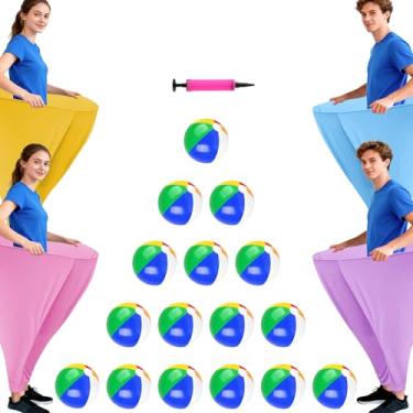 Imagem de OMKSIH Granny Pants Yard Game Freaky Party Games Pants com 16 bolas saltitantes e 1 bomba de ar para jogos de vovó calças grandes para vovó jogo ao ar livre para jogos de festa no quintal da família