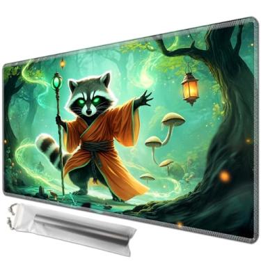 Imagem de JANENFNA Tapete de jogo para MTG, tapete de jogo para MTG TCG 61 x 35,5 cm, mesa de borracha antiderrapante com costura premium, tapete mágico de jogo de cartas para Magic The Gathering, jogo de