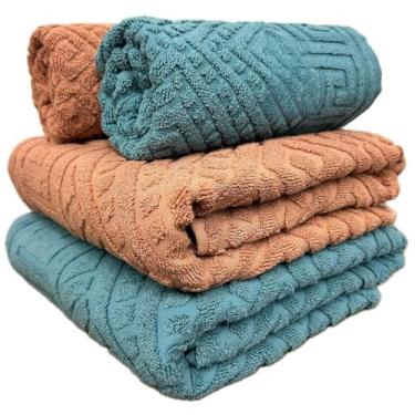 Imagem de Jogo de Toalhas Banhão Gigante 100% Algodão Extra Soft 4 Peças Alta Absorção para Banho (SALMAO 1385 AZUL 1495)