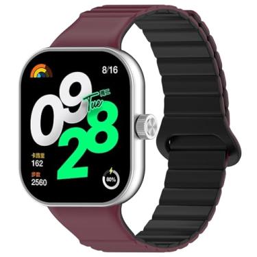 Imagem de HSPTR Cinta magnética de silicone para relógio Redmi 4 acessórios Substituição Smart Watch Band Wrist Soft Sport Sport Bracelet para Miband 8Pro Watchbands(Wine Red-Black,For Miband 8 Pro)