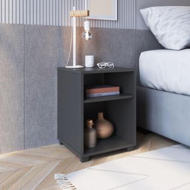 Imagem de Mesa Lateral Multiuso 38x51cm Prateleira Nicho Grafite - Completa Móve