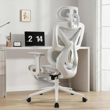 Imagem de Cadeira de Escritório Ergonômica com Braços 3D, Assento Air Cushion, Apoio para Pés Retrátil (Cinza)