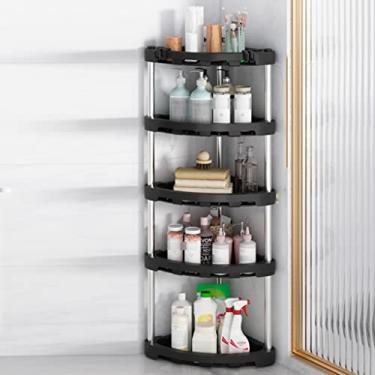Imagem de Prateleira de canto de plástico de 2 a 5 camadas, unidade de prateleira multiuso para espaço pequeno, escritório em casa, banheiro, cozinha (cor: estilo 1 (3 peças), tamanho: 38 * 93 cm) (estilo 2 (1