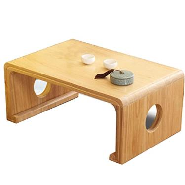 Imagem de AkosOL Mesa de centro de madeira, piso baixo, mesa de cama, varanda, mesa de jogo para sentar no chão, feita de madeira Paulownia, 60 x 40 x 30 cm