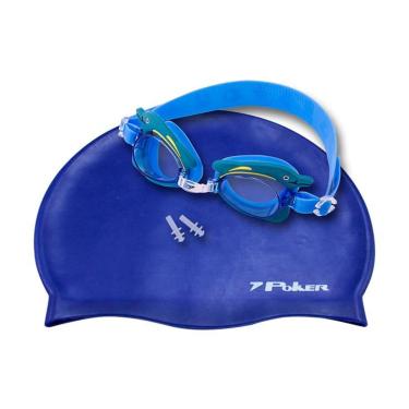 Imagem de Kit Óculos + Touca + Protetor de Ouvido de Natação Infantil Poker Cartoons-Unissex