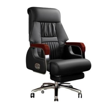 Imagem de CFGH6FDF Cadeira de escritório executiva com função de massagem e reclinação, cadeira giratória de couro premium para computador para cadeiras de mesa de casa e negócios