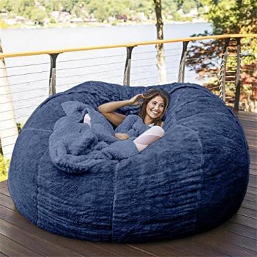 Imagem de Cadeira gigante grande para adultos, (sem enchimento) Puff em vários tamanhos e cores, móveis gigantes cheios de espuma - Capas laváveis na máquina, costuras duplas (azul, 1,8 m)