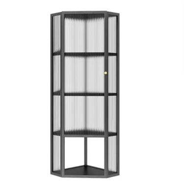 Imagem de Armários de banheiro montados na parede, armazenamento de farmácia triangular com portas de vidro, 3 a 4 prateleiras, perfeito para organização de cozinha e banheiro, armários de exibição elegantes