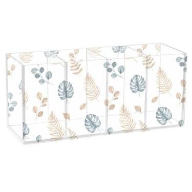 Imagem de Burbuja Porta-canetas de acrílico com 4 compartimentos, suporte de lápis transparente para pincéis de maquiagem fixos, acessórios de mesa de escritório em casa
