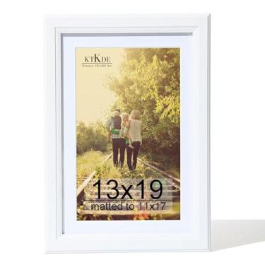 Imagem de KTKDE Moldura de vidro real de 33 x 48 cm, moldura para pôster 28 x 43 cm com tapete ou 33 x 48 sem tapete, moldura composta de madeira de estilo moderno, moldura de parede de galeria de madeira