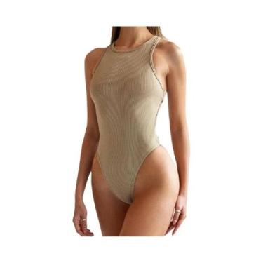 Imagem de Body De Tricô Sem Mangas Para Mulheres, Top Casual Sexy Com Ombros Des