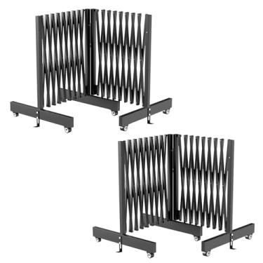 Imagem de Barricada expansível de metal industrial de 4 m, cerca de tráfego retrátil com rodízios, portão de segurança dobrável, portão de barricada portátil para área de construção, controle de tráfego, cordão