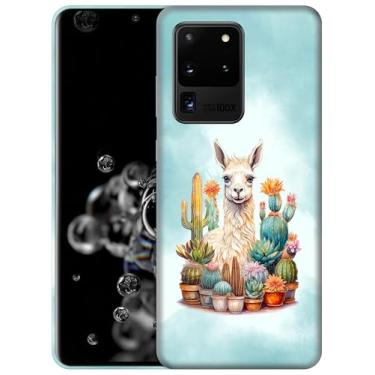Imagem de GlamCase Capa para Samsung Galaxy A55 5G, Samsung A55 - Design floral bonito de lhama e cacto impresso fino e elegante plástico rígido encaixe capa traseira de designer protetora para Samsung A55
