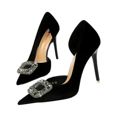Imagem de Sapatos De Festa Femininos De Veludo Com Salto Super Alto De 105cm, Bi