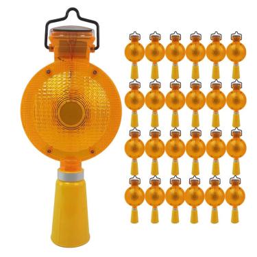 Imagem de Sinalizador Solar Viário Kit 24 Uni Cone Obra Luz Solar Automático Sinalização Chuva Led Energia Solar Estrada Rua Rodovia