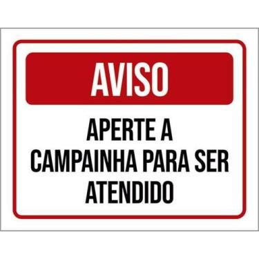 Imagem de Kit 10 Placas Aviso Aperte Campainha Para Ser Atendido 27X35 - Sinaliz