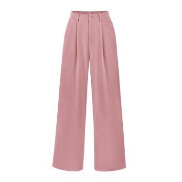 Imagem de Calça PRETTYGARDEN Pantalona Cintura Alta Rosa P