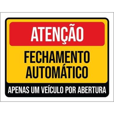 Imagem de Kit 10 Placa Acm Atenção Fechamento Automático 18X23 - Sinalizo