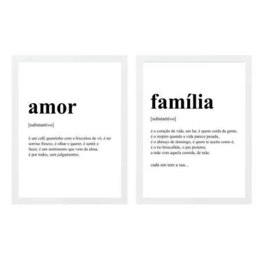 Imagem de Kit 2 Quadros Definição Amor E Família 24X18 Moldura Branca