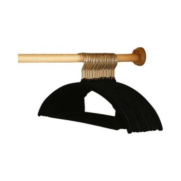 Imagem de Cabides De Plástico Flocados Pretos, Bege E Cinza (10/20 Peças) - Resi