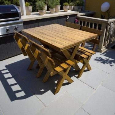 Imagem de Conjunto Mesa de Madeira Rústica Para Churrasco Madeira Maciça com 4 B
