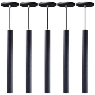 Imagem de Kit 8 Pendente Luminária Tubo Preto 40 Cm - Az Casa Decor, Bivolt