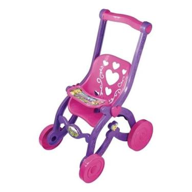 Imagem de Carrinho de Boneca Baby Car 60cm de Empurrar Infantil Rosa Brinquemix,
