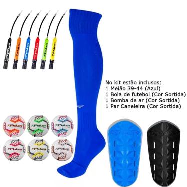 Imagem de Kit Meião Penalty 39 - 44 Bola Poker Futebol Bomba Caneleira cor:;Tamanho:39 a 44-Masculino